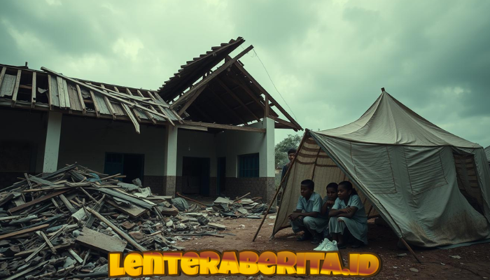 Atap sekolah roboh, siswa SMKN 1 Cileungsi terpaksa belajar di tenda darurat